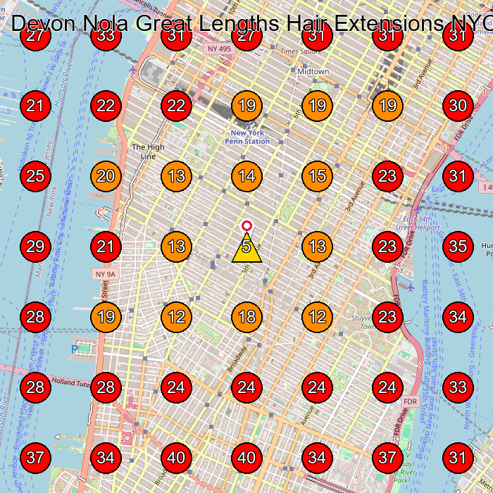 Devon Nola Great Lengths Hair Extensions NYC GeoGrid visibility map for Hair Salon in New York